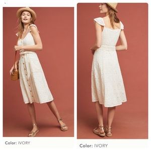 Anthropologie concerto eyelet belted midi dress